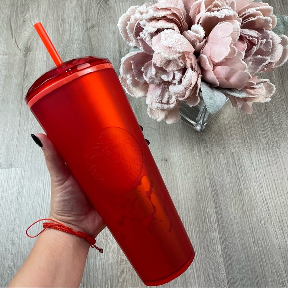 Starbucks Other - Starbucks Matte Red Heart Soft Touch Kaleidoscope Dome Valentine Tumbler